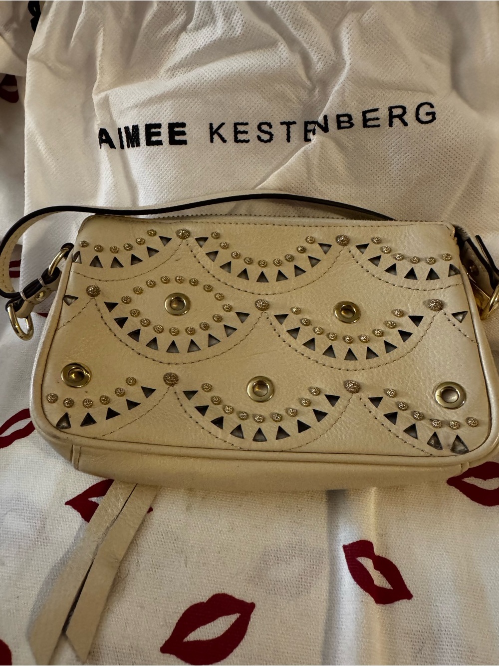 Aimee Kestenberg Fiery Lasercut Cream Leather Studded